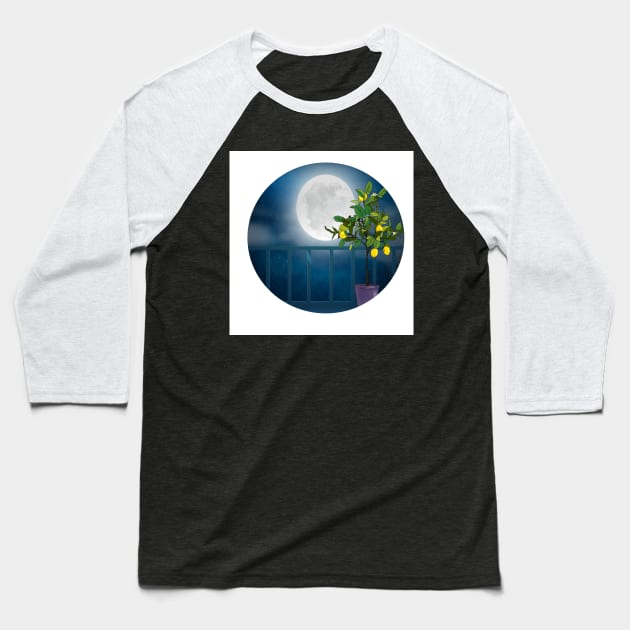 View from the balcony-Lemon Tree underthe moon Baseball T-Shirt by Le petit fennec